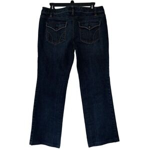 Ann Taylor LOFT Slim Bootcut Jeans Dark Wash Flap Pocket Blue Denim Womens 10